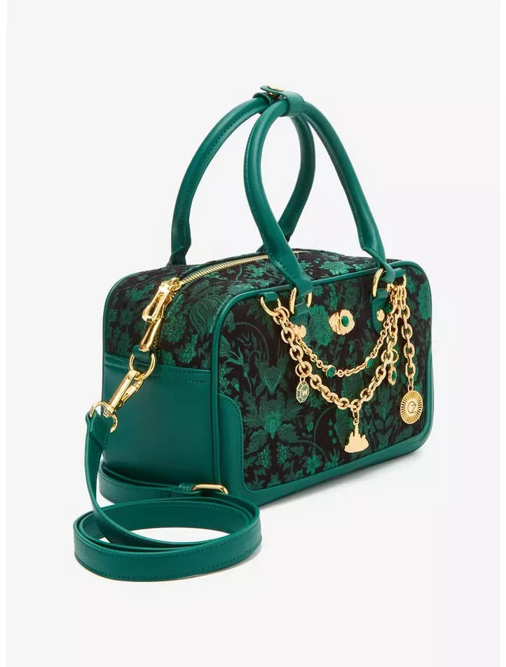 Wicked Oz Green Floral Handbag with Bag Chain