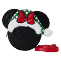 Loungefly Minnie Mouse Polka Dot Santa Hat Quilted Crossbody Bag