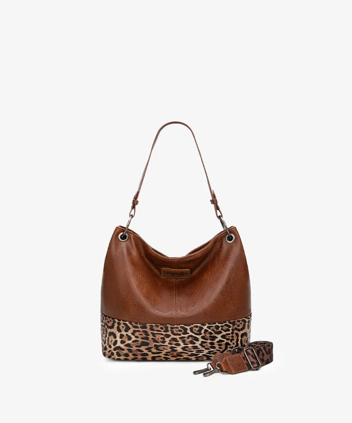Wrangler Brown Leopard Hobo Shoulder Bag