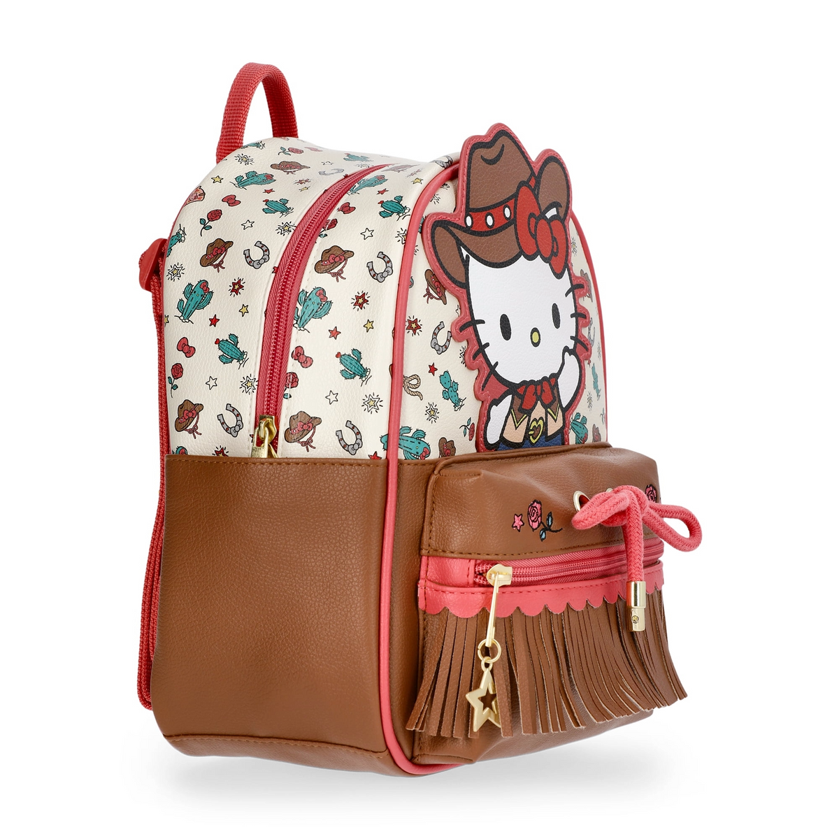 Hello Kitty Cowgirl Faux Leather Mini Backpack, 10.5", Brown